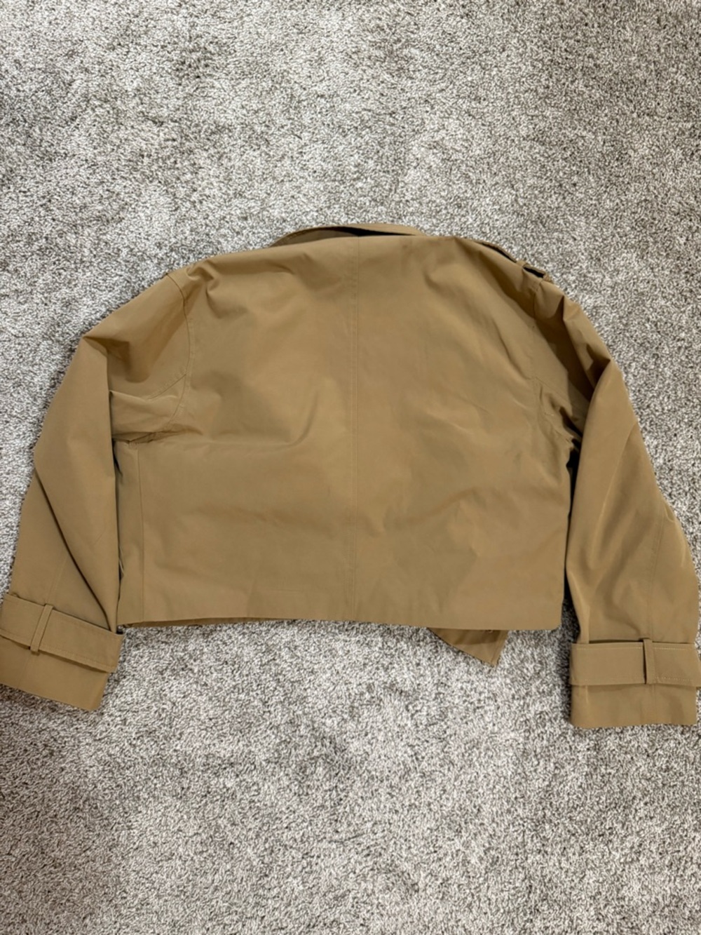 Women's Tan Double-Breasted Trench Coat Jacket - Picture 3 of 3